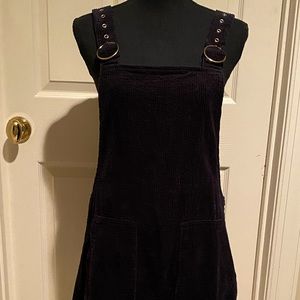 Black overall corduroy dress